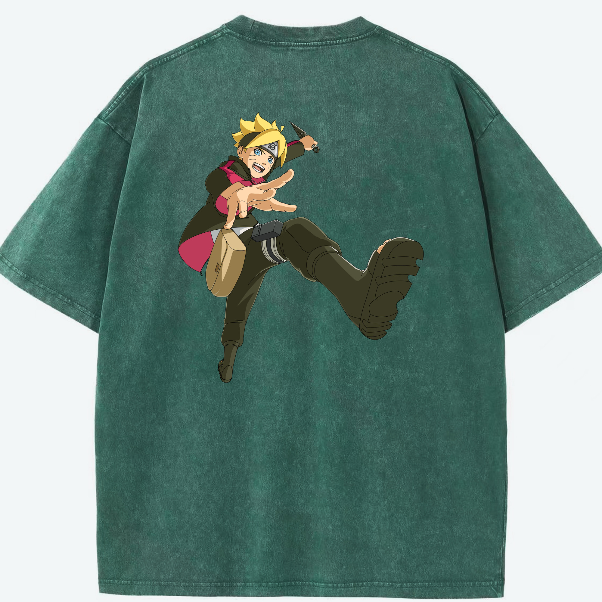 （画像用） NARUTO -ナルト- うずまき ボルト Uzumaki Boruto 綿100% ヴィンテージ風 半袖Tシャツ（背面プリント）
